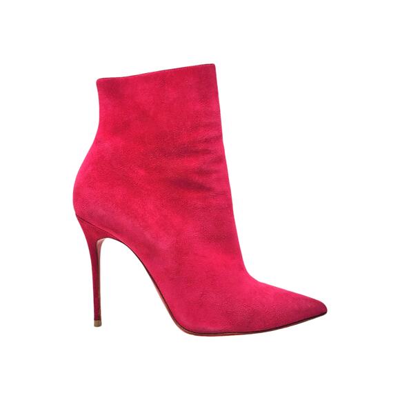 Christian Louboutin So Kate Booty Ankle Heeled Boots Suede 100 Pink Size 38 US 8 - Picture 1 of 13